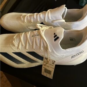 Adidas Adizero Men's White and Blue Athletic Football Shoes